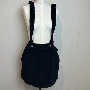 Anthropologie corduroy suspender mini skirt